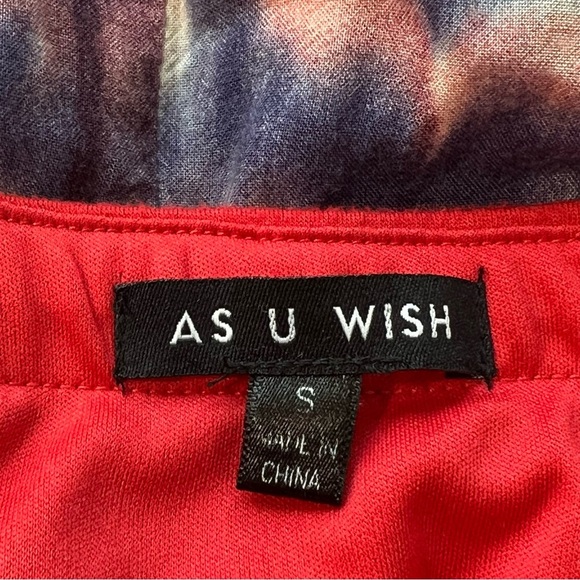 As U Wish Red Tie Dye Strapless Dress Casual Sundress Summer Dress Small - Picture 6 of 7